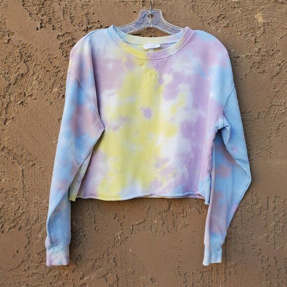Colsie tie dye cropped long sleeve sweatshirt - Picture 1 of 12